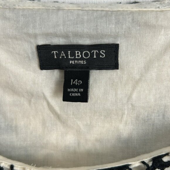 Talbots Cream & Black Lace Blouse Size 14P - Picture 2 of 6